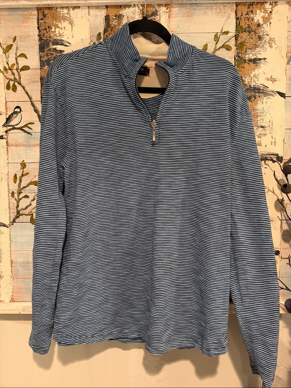 Women’s Left Coast Tee Blue Striped Quarter-Zip Long Sleeve Shirt